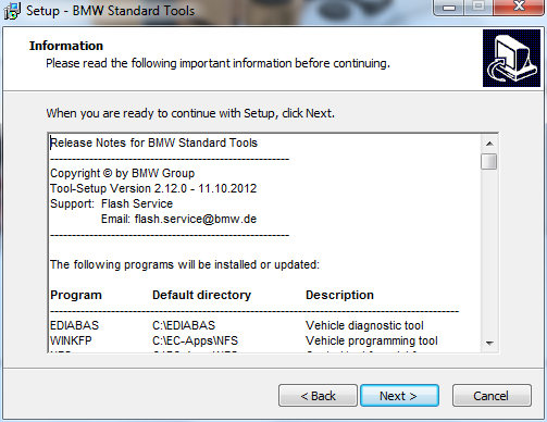 bmw standard tools install